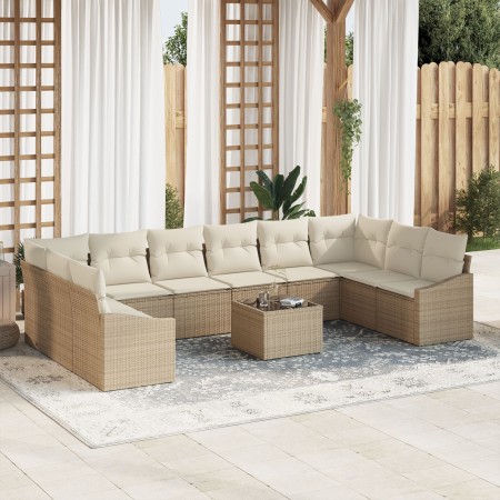 Juego de Sofá de Jardín 11 Piezas Beige Ratán Sintético de , Sofás de exterior - Ref: Foro24-3355580, Precio: 724,80 €, Descu...
