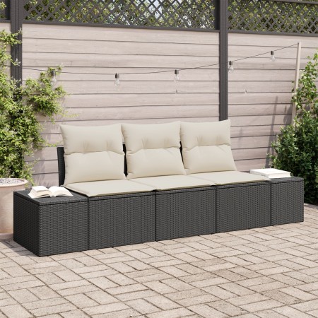 Juego de Sofá de Jardín de 3 Piezas con Cojines Negro Poliratán de , Sofás de exterior - Ref: Foro24-3355586, Precio: 251,81 ...
