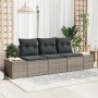 Conjunto de sofá de jardín de 3 piezas con cojines gris ratán sintético de , Sofás de exterior - Ref: Foro24-3355588, Precio:...
