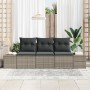 Conjunto de sofá de jardín de 3 piezas con cojines gris ratán sintético de , Sofás de exterior - Ref: Foro24-3355588, Precio:...