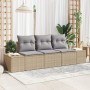 Juego de Sofás de Jardín de 3 Piezas con Cojines Beige de Ratán Sintético de , Sofás de exterior - Ref: Foro24-3355589, Preci...