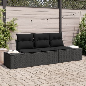 Juego de Sofá de Jardín de 3 Piezas con Cojines Negro Poliratán de , Sofás de exterior - Ref: Foro24-3355592, Precio: 267,66 ...