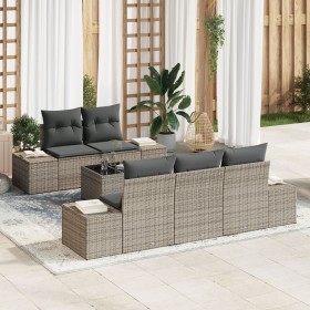 Juego de Sofás de Jardín de 6 piezas con Cojines Ratán Poli Gris de , Sofás de exterior - Ref: Foro24-3355608, Precio: 528,71...