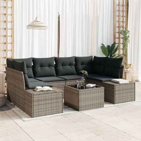 Juego de Sofá de Jardín de 7 Piezas con Cojines Gris Ratán Poli de , Sofás de exterior - Ref: Foro24-3355628, Precio: 504,35 ...