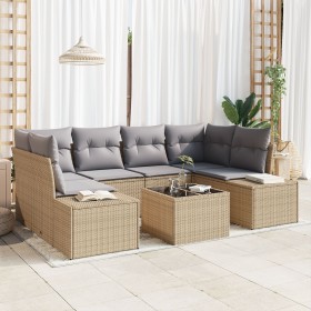 Juego de Sofás de Jardín de 7 Piezas con Cojines Beige Poliratán de , Sofás de exterior - Ref: Foro24-3355629, Precio: 539,37...