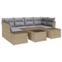 Juego de Sofás de Jardín de 7 Piezas con Cojines Beige Poliratán de , Sofás de exterior - Ref: Foro24-3355629, Precio: 539,37...