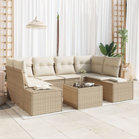 Juego de Sofá de Jardín de 7 Piezas con Cojines Beige Poliratán de , Sofás de exterior - Ref: Foro24-3355630, Precio: 543,99 ...