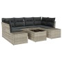 Conjunto de Sofás de Jardín de 7 Piezas con Cojines Gris Claro Ratán Poliéster de , Sofás de exterior - Ref: Foro24-3355631, ...