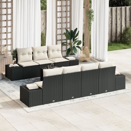 Juego de sofá de jardín de 8 piezas con cojines Negro Ratán Sintético de , Sofás de exterior - Ref: Foro24-3355636, Precio: 5...