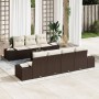 Set de Sofá de Jardín de 8 Piezas con Cojines Marrón de Poliratán de , Sofás de exterior - Ref: Foro24-3355637, Precio: 611,4...