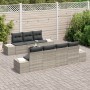 Conjunto de Sofá de Jardín de 8 Piezas con Cojines Gris Claro de Ratán Sintético de , Sofás de exterior - Ref: Foro24-3355641...