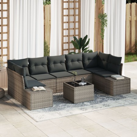 Conjunto de Sofás de Jardín de 8 Piezas con Cojines Gris Polirratán de , Sofás de exterior - Ref: Foro24-3355648, Precio: 544...