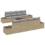 Set de Sofá de Jardín de 7 Piezas con Cojines Beige Ratán Poliéster de , Sofás de exterior - Ref: Foro24-3355659, Precio: 536...