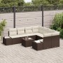 Juego de Sofá de Jardín de 9 Piezas con Cojines Marrón Poliratán de , Sofás de exterior - Ref: Foro24-3355667, Precio: 648,23...