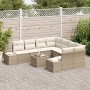Set de Sofá de Jardín de 9 Piezas con Cojines Beige Ratán Polímero de , Sofás de exterior - Ref: Foro24-3355670, Precio: 683,...