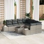 Juego de Sofá de Jardín de 9 Piezas con Cojines Gris Claro Ratán Sintético de , Sofás de exterior - Ref: Foro24-3355671, Prec...