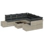 Juego de Sofá de Jardín de 9 Piezas con Cojines Gris Claro Ratán Sintético de , Sofás de exterior - Ref: Foro24-3355671, Prec...