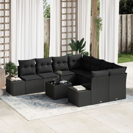 Juego de Sofá de Jardín de 9 Piezas con Cojines Negro Poliratán de , Sofás de exterior - Ref: Foro24-3355672, Precio: 634,29 ...