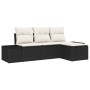 Conjunto de Sofá de Jardín de 4 Piezas con Cojines de Poliratán Negro de , Sofás de exterior - Ref: Foro24-3355676, Precio: 3...