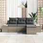Juego de Sofás de Jardín de 4 Piezas con Cojines Gris Ratán Sintético de , Sofás de exterior - Ref: Foro24-3355678, Precio: 3...