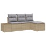 Juego de Sofá de Jardín de 4 Piezas con Cojines Beige Ratán Poliéster de , Sofás de exterior - Ref: Foro24-3355679, Precio: 3...