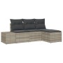 Juego de Sofás de Jardín de 4 Piezas con Cojines Gris Claro Poliratán de , Sofás de exterior - Ref: Foro24-3355681, Precio: 3...