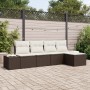 Conjunto de Sofá de Jardín de 5 piezas con cojines de ratán marrón de , Sofás de exterior - Ref: Foro24-3355687, Precio: 360,...