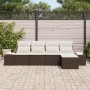 Conjunto de Sofá de Jardín de 5 piezas con cojines de ratán marrón de , Sofás de exterior - Ref: Foro24-3355687, Precio: 360,...