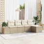 Juego de Sofá de Jardín de 5 Piezas con Cojines Beige Poliratán de , Sofás de exterior - Ref: Foro24-3355690, Precio: 397,18 ...