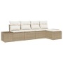 Juego de Sofá de Jardín de 5 Piezas con Cojines Beige Poliratán de , Sofás de exterior - Ref: Foro24-3355690, Precio: 397,18 ...