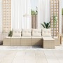 Juego de Sofá de Jardín de 5 Piezas con Cojines Beige Poliratán de , Sofás de exterior - Ref: Foro24-3355690, Precio: 397,18 ...