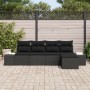 Juego de Sofá de Jardín de 5 Piezas con Cojines de Poliratán Negro de , Sofás de exterior - Ref: Foro24-3355692, Precio: 376,...
