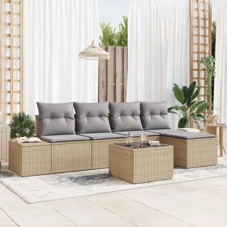 Conjunto de Sofá de Jardín de 6 Piezas con Cojines de Poliratán Negro de , Sofás de exterior - Ref: Foro24-3355699, Precio: 4...