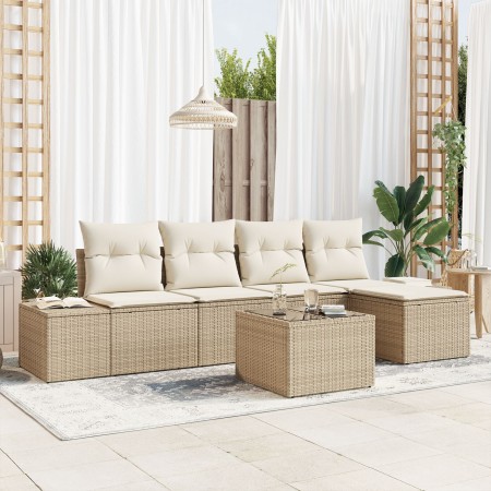 Conjunto de Sofá de Jardín de 6 Piezas con Cojines de Ratán Marrón de , Sofás de exterior - Ref: Foro24-3355700, Precio: 450,...