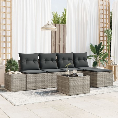 Juego de Sofás de Jardín de 6 Piezas con Cojines Gris Poliratán de , Sofás de exterior - Ref: Foro24-3355701, Precio: 432,32 ...