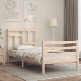 Estructura de cama con cabecero madera maciza 90x200 cm de vidaXL, Camas y somieres - Ref: Foro24-3194946, Precio: 89,81 €, D...
