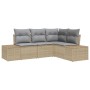 Juego de Sofá de Jardín de 4 Piezas con Cojines Beige Ratán Sintético de , Sofás de exterior - Ref: Foro24-3355709, Precio: 3...