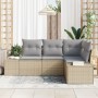 Juego de Sofá de Jardín de 4 Piezas con Cojines Beige Ratán Sintético de , Sofás de exterior - Ref: Foro24-3355709, Precio: 3...