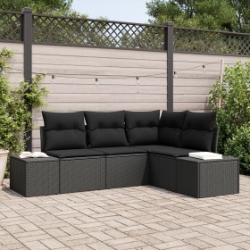 Juego de Sofá de 4 Piezas de Jardín con Cojines Negro de Poliratán de , Sofás de exterior - Ref: Foro24-3355712, Precio: 348,...