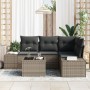 Conjunto de Sofá de Jardín de 4 Piezas con Cojines Negros de Ratán Poliéster de , Sofás de exterior - Ref: Foro24-3355718, Pr...