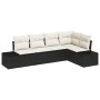 Conjunto de Sofá de Jardín de 5 Piezas con Cojines Ratán Poliéster Negro de , Sofás de exterior - Ref: Foro24-3355726, Precio...