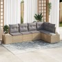 Set de Sofá de Jardín de 5 Piezas con Cojines Beige Ratán Poliéster de , Sofás de exterior - Ref: Foro24-3355729, Precio: 411...