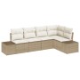 Conjunto de Sofá de Jardín de 5 Piezas con Cojines Beige Ratán Poli de , Sofás de exterior - Ref: Foro24-3355730, Precio: 424...
