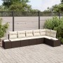 Conjunto de Sofá de Jardín de 6 Piezas con Cojines Marrón Ratán Poliéster de , Sofás de exterior - Ref: Foro24-3355747, Preci...