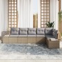 Set de Sofá de Jardín de 6 Piezas con Cojines Beige Ratan Sintético de , Sofás de exterior - Ref: Foro24-3355749, Precio: 471...