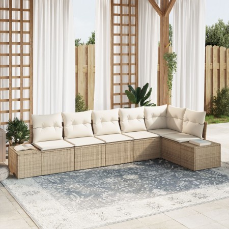 Conjunto de sofá de jardín de 6 piezas con cojines Beige Poliratán de , Sofás de exterior - Ref: Foro24-3355750, Precio: 478,...