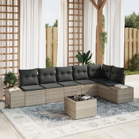 Conjunto de Sofá de Jardín de 7 Piezas con Cojines Gris Ratán de , Sofás de exterior - Ref: Foro24-3355761, Precio: 514,72 €,...