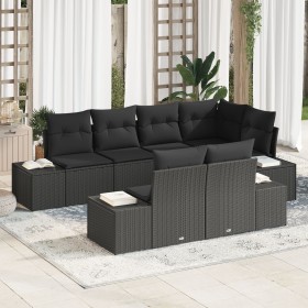 Juego de Sofá de Jardín de 7 Piezas con Cojines Negro Poliratán de , Sofás de exterior - Ref: Foro24-3355772, Precio: 595,63 ...