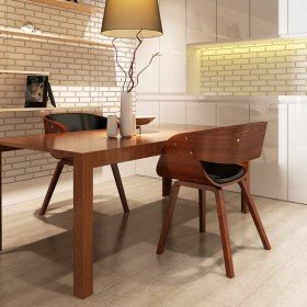 Sillas de comedor 2 uds madera curvada y cuero sintético marrón en Sillas de comedor | Comprar online en Foru.es