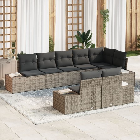 Juego de Sofá de Jardín de 8 Piezas con Cojines Gris Ratán Sintético de , Sofás de exterior - Ref: Foro24-3355778, Precio: 64...